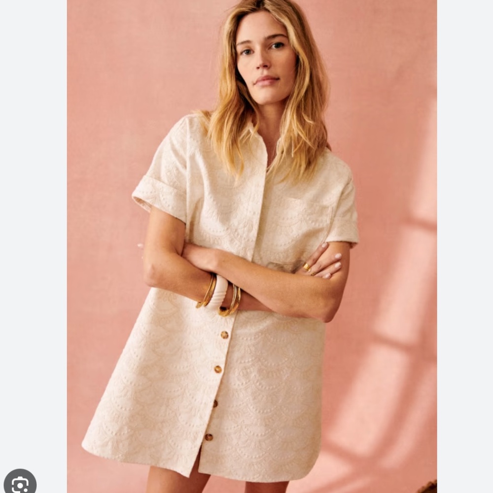 Sezane Cream Button-Down Mini Dress
